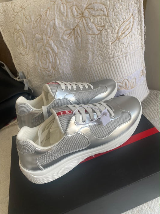 America's Cup Metallic Leather and Bike Fabric Sneakers