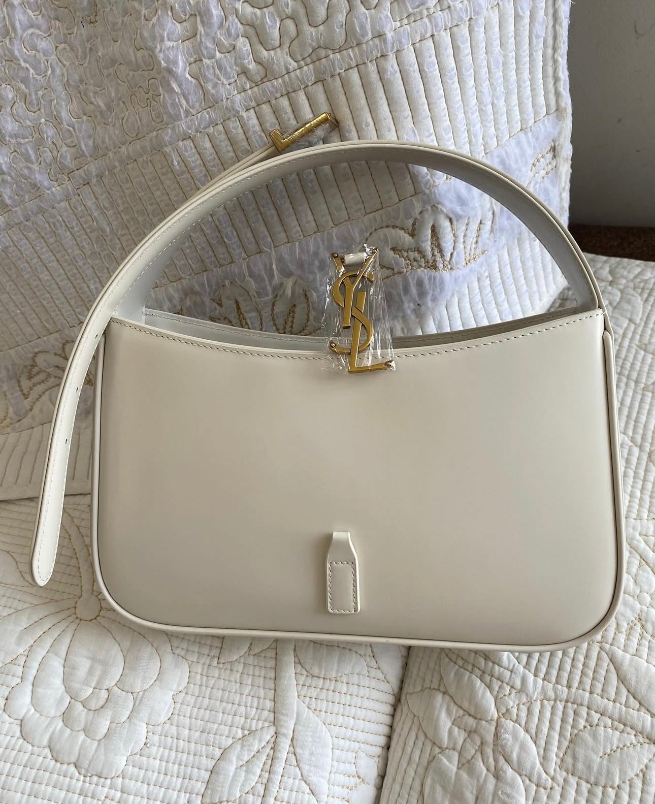 White Hobo Leather Shoulder Bag