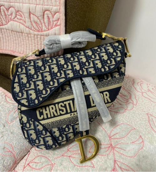 Saddle Bag Blue Oblique Embroidery