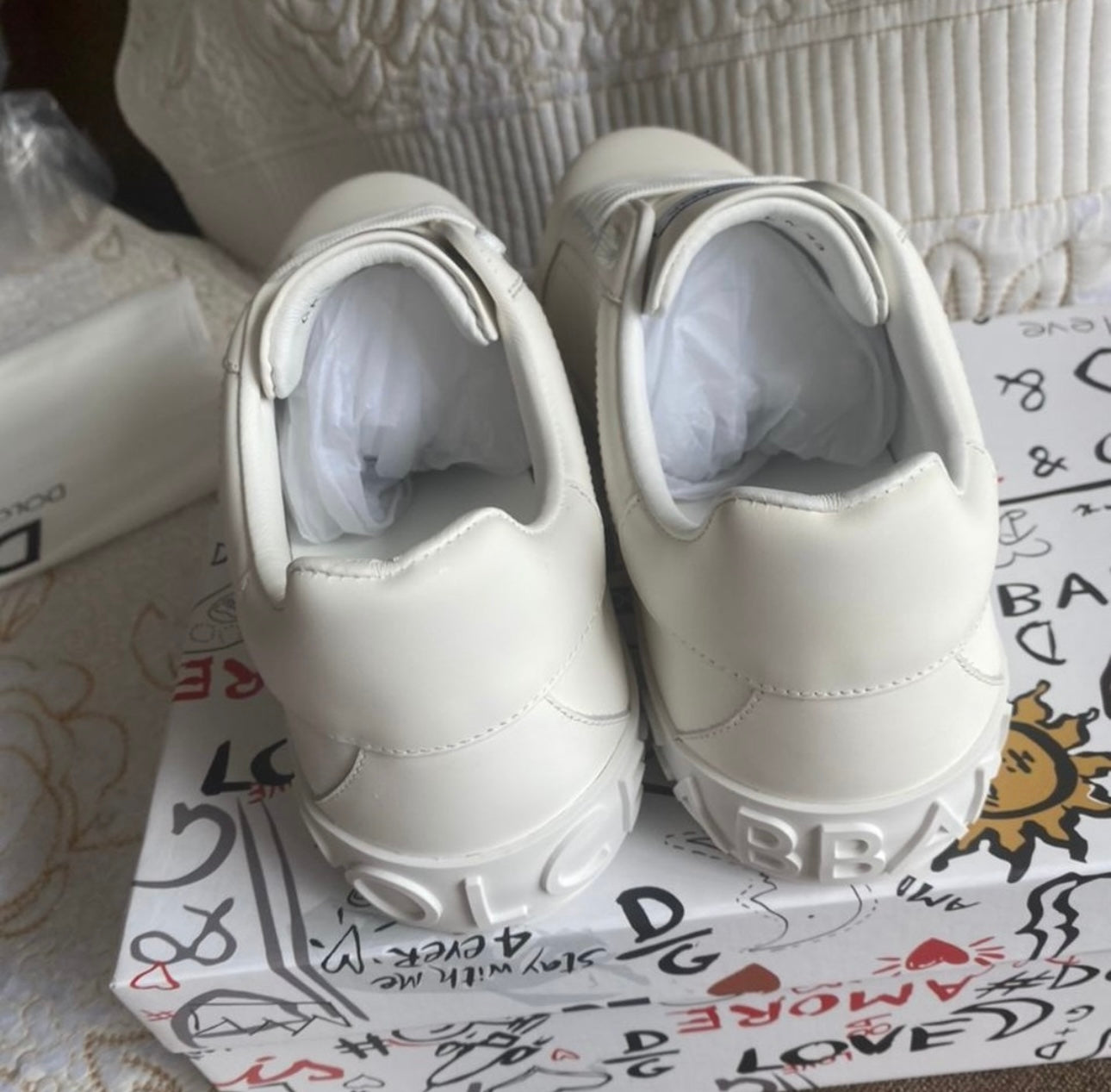 White Portofino DG Calfskin nappa Trainers | DG