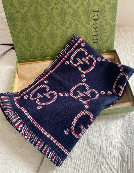Red & Blue Check Wool Scarf