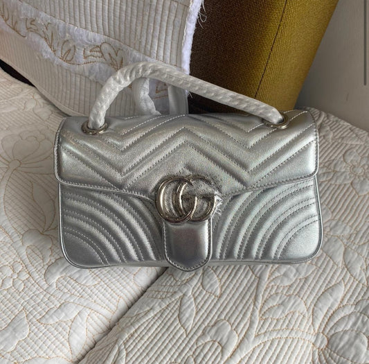 Metallic Silver Marmont Shoulder Bag