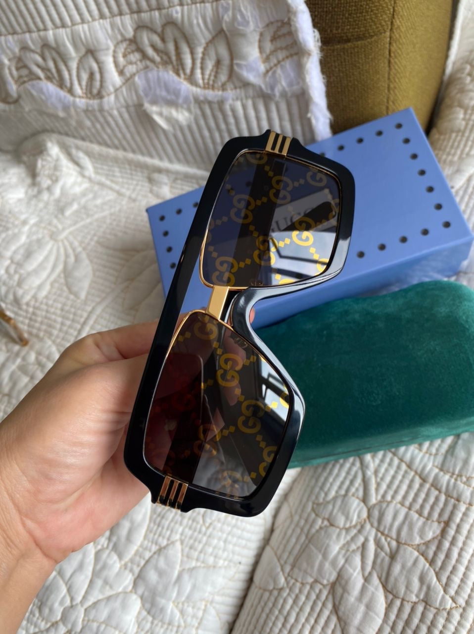 SQUARE-FRAME SUNGLASSES WITH GG LENS