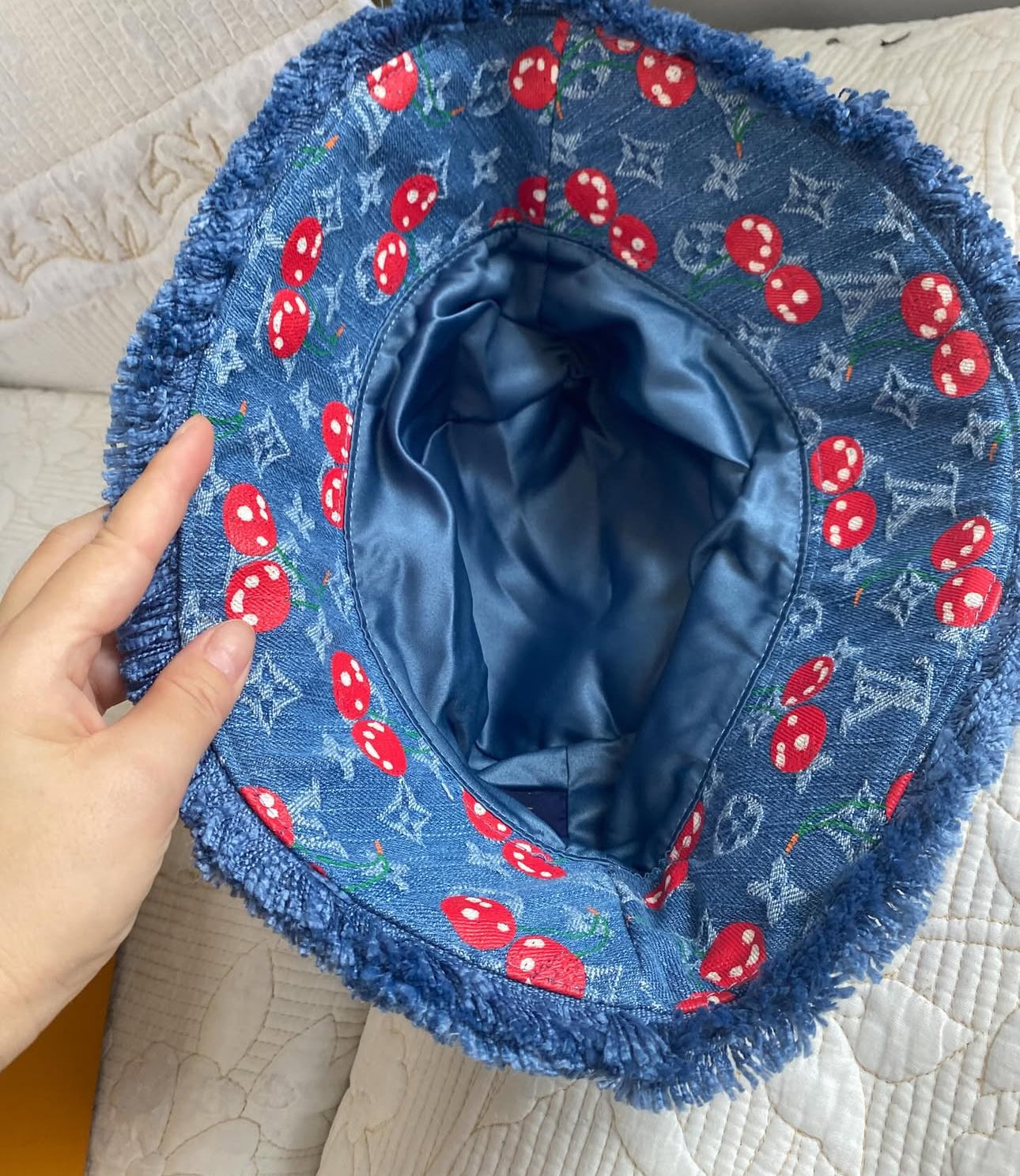 LV x TM Denim Cherry Cerise Bucket Hat