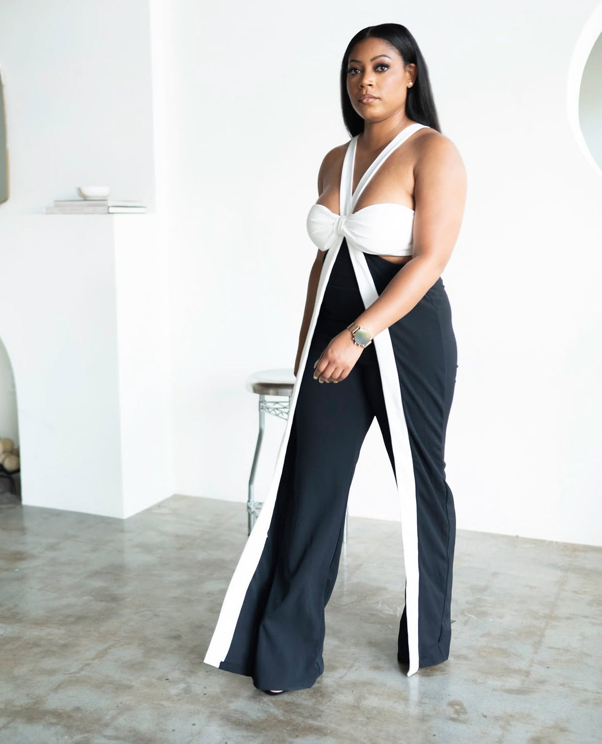 JUST IMAGINE | X Ribbon Open Jumpsuit