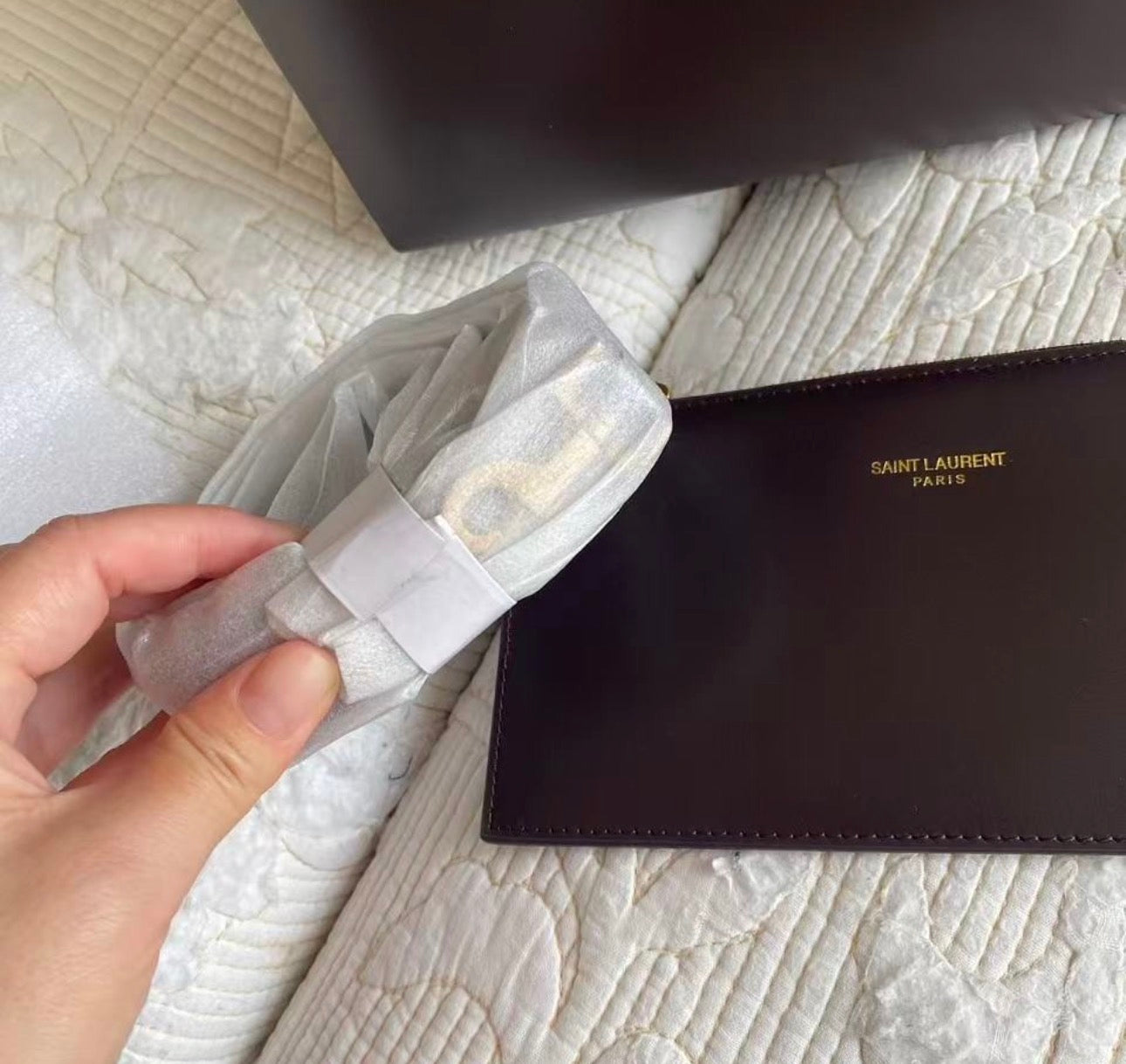 YSL | Le 37 Small Bag in Shiny Leather in Brown