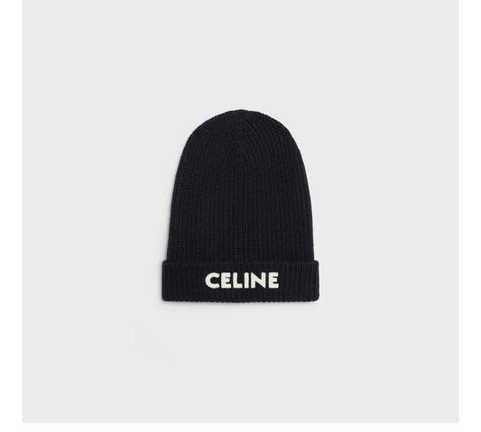 Black Celine Logo Beanie Hat