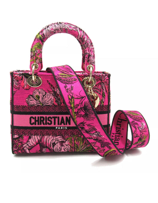 Lady Delight Medium Shoulder Tote Bag Canvas Pink Fuchsia