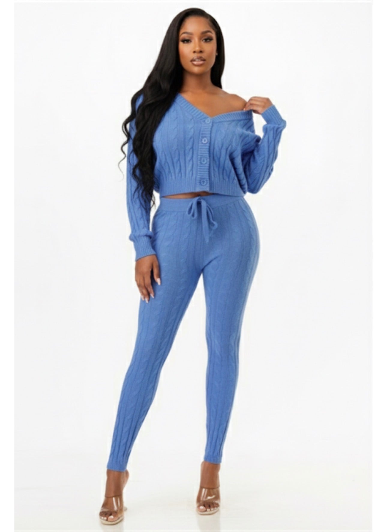 Cable Sweater Cardigan 2pc Set | 2 Colors