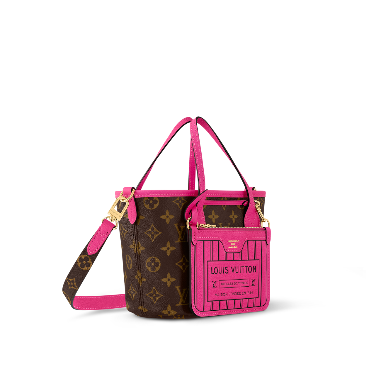 Pink Neverfull Bandoulière Inside Out BB