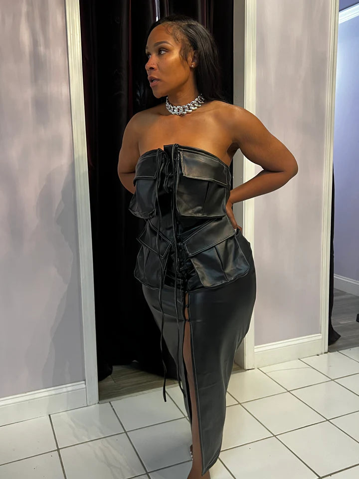 Leather Cargo Dress