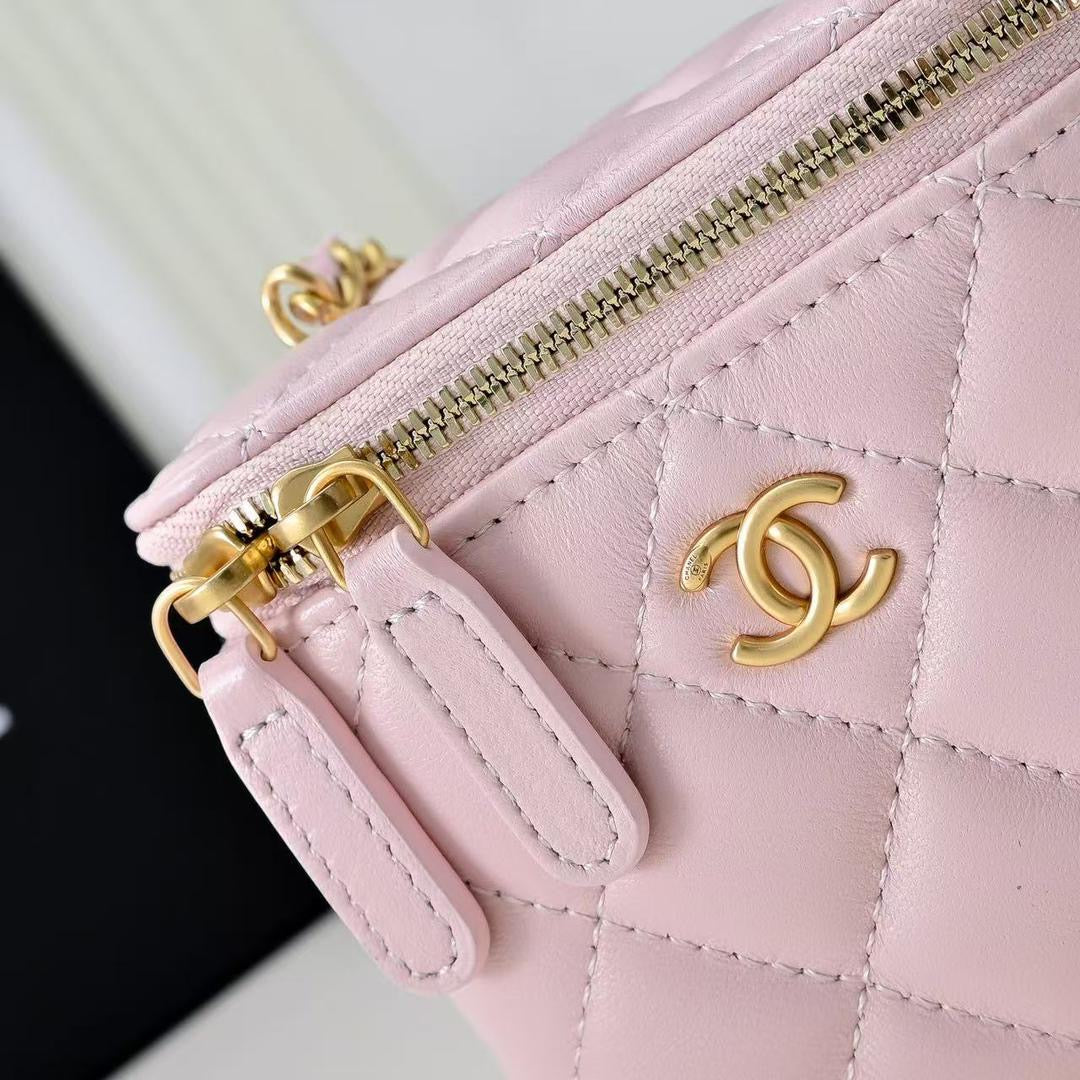 Pink Lambskin Coco Mini Vanity Crossbody Bag | Gold Hardware