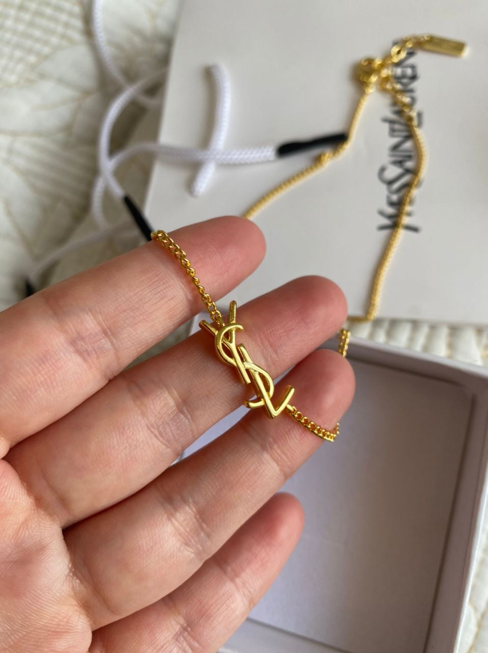 YSL LOGO Necklace & Bracelet Set