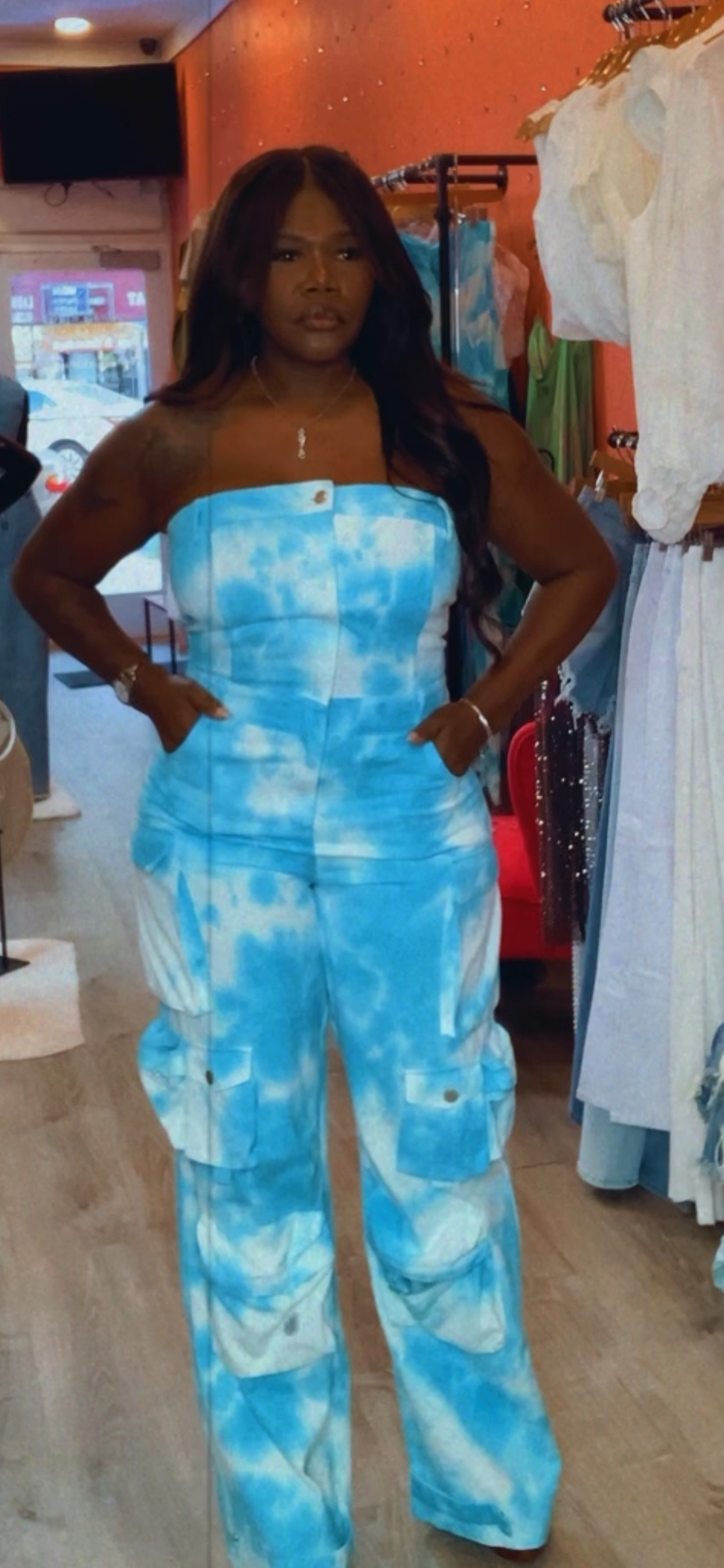 In the Clouds Strapless Utility Jumpsuit.