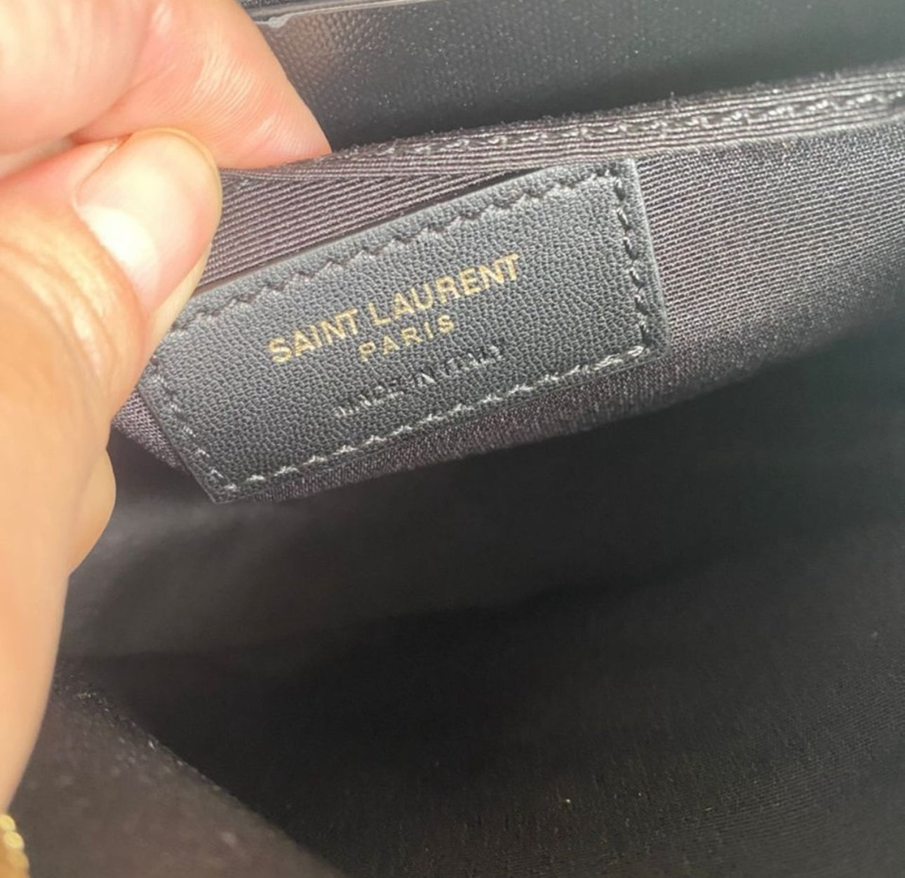 Saint Laurent Round Quilted Denim Crossbody Bag