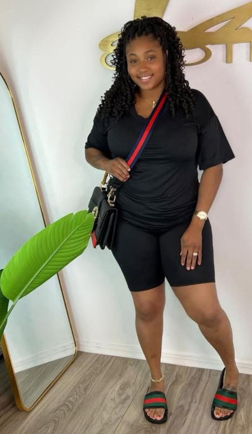 Kurvy Size Basics Short Set | Oversized Top & Biker Shorts 8 COLORS