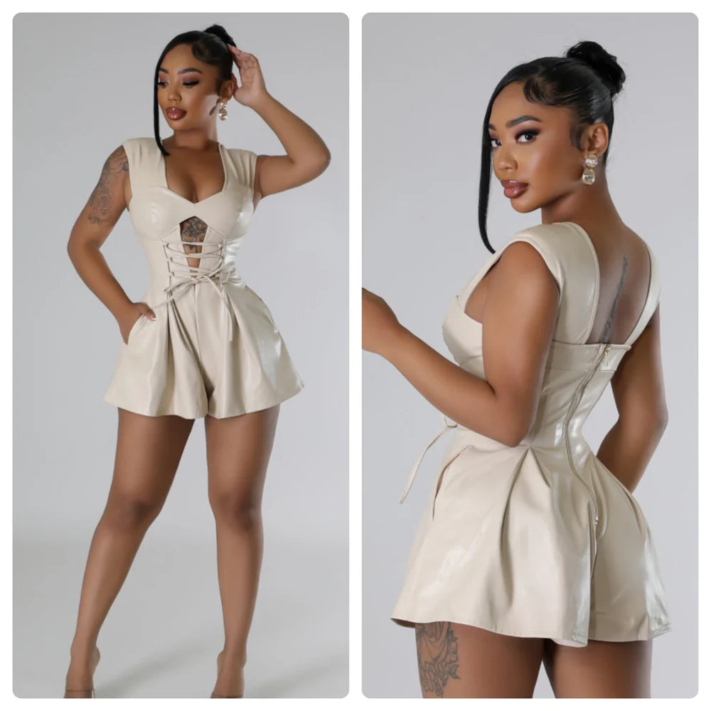 DO YOU | FAUX LEATHER ROMPER | 2 COLORS