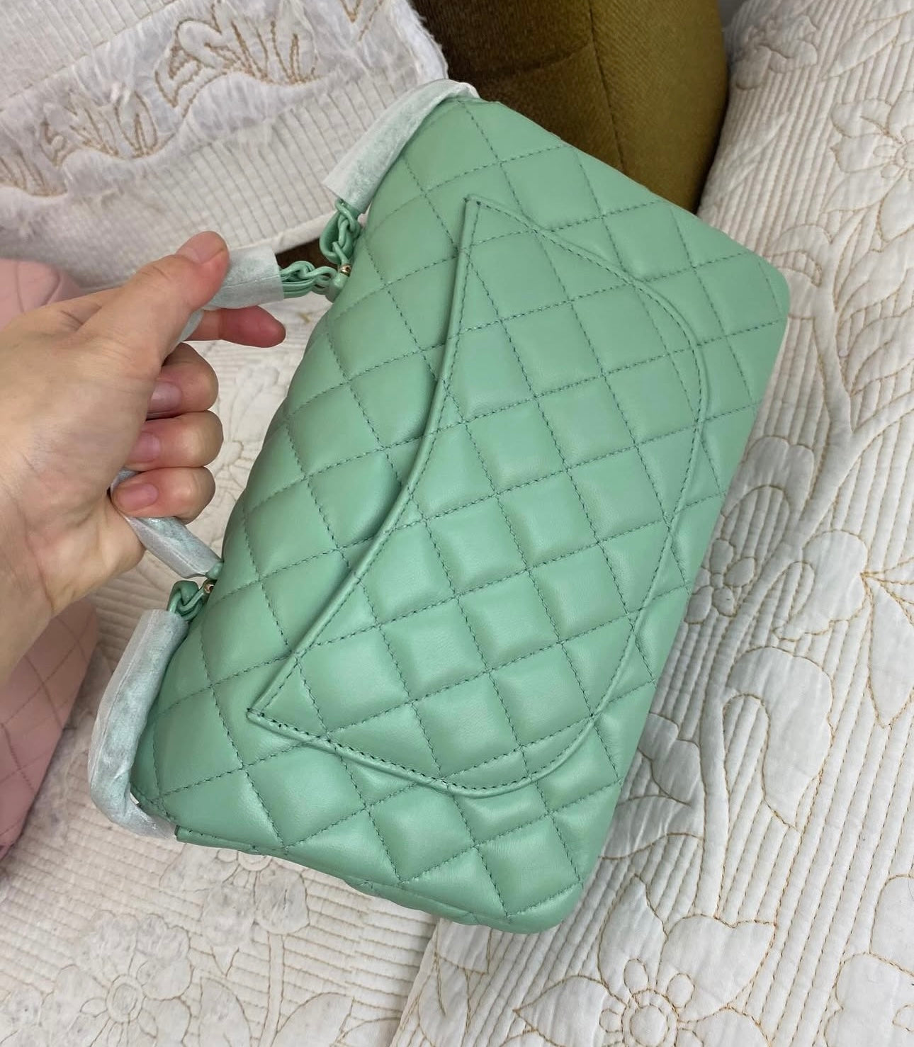 Coco MINI FLAP BAG WITH TOP HANDLE   Lambskin & Lacquered Metal