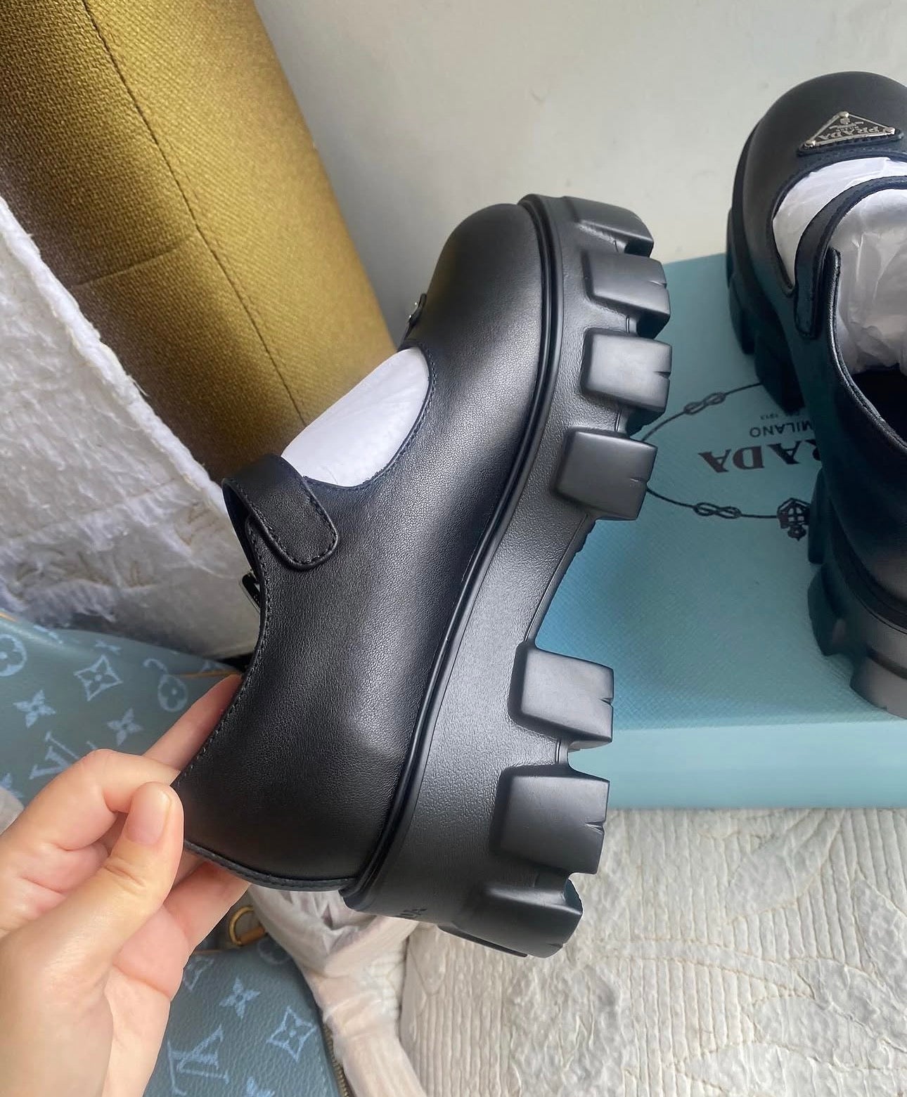 Brushed leather Monolith Mary Janes