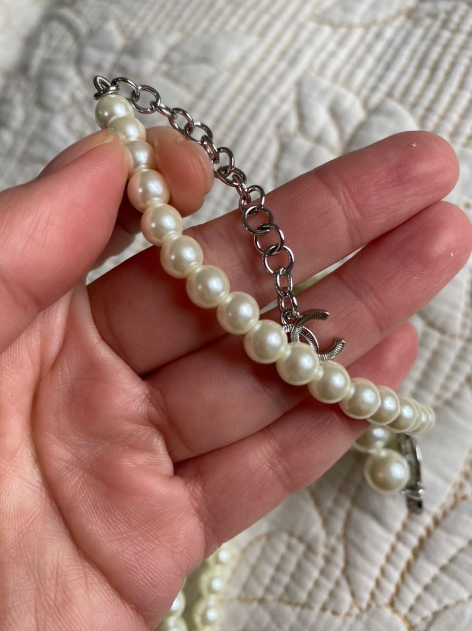 Pearl Logo Necklace