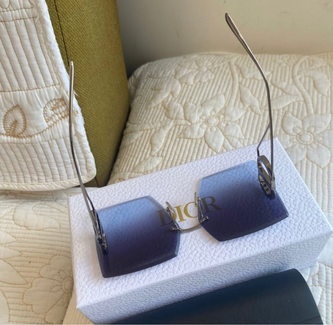 BLUE SILVER FRAME DIOR MONTAIGNE SUNGLASSES