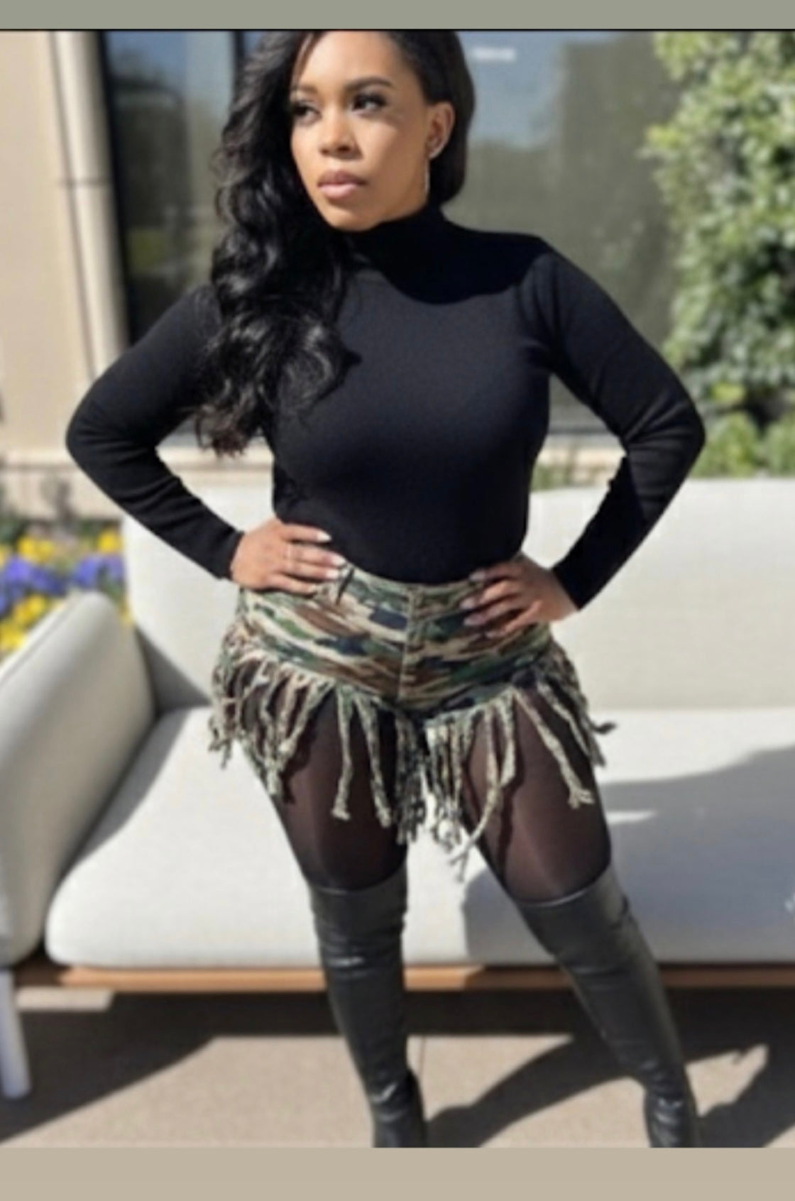 Fringe Camo Shredded Shorts Sz Medium