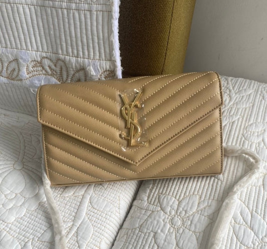 YSL Monogram Large Wallet on Chain in Smooth Leather