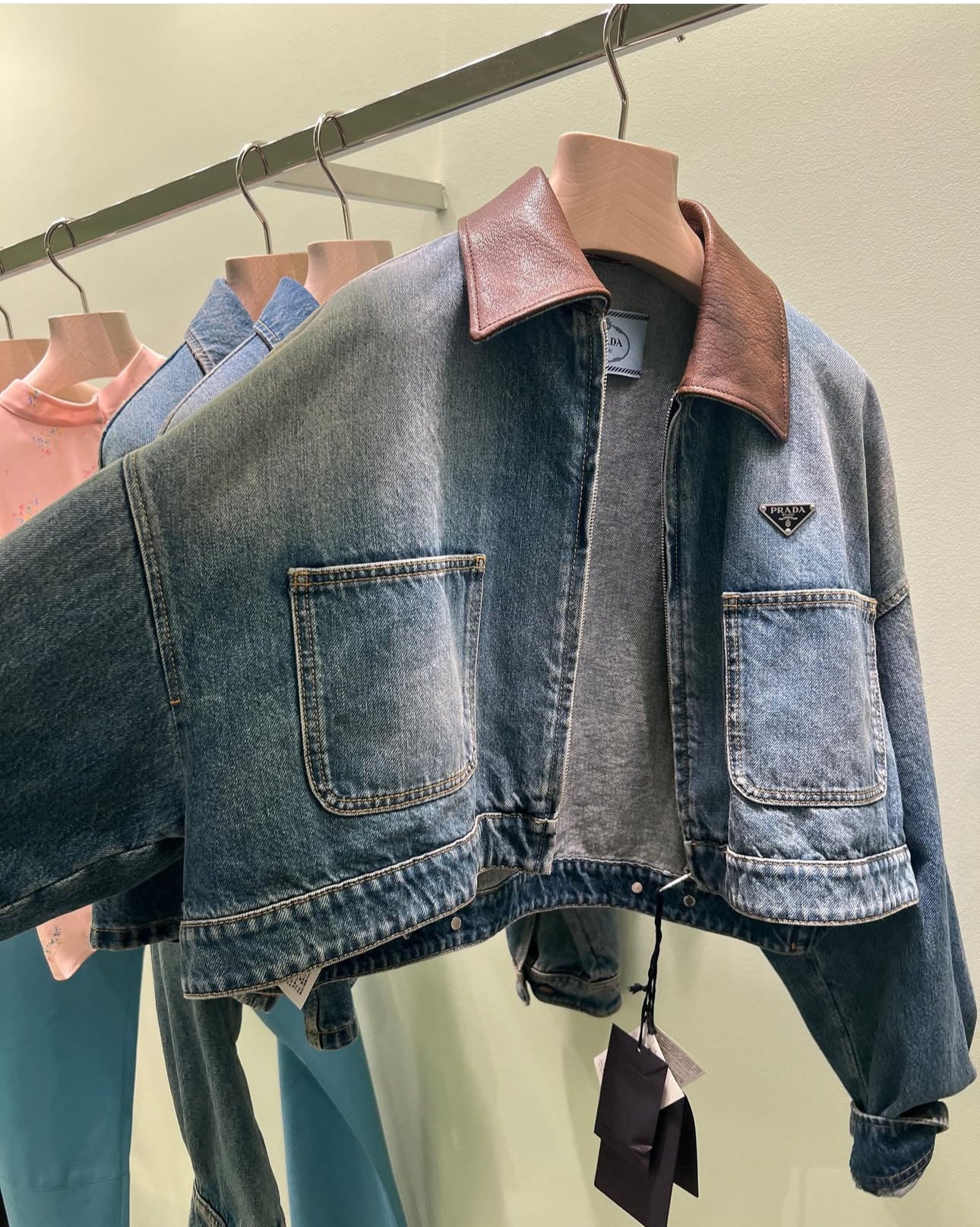 Logo Light Blue Cropped Denim Jacket | PRA (2 Colors)