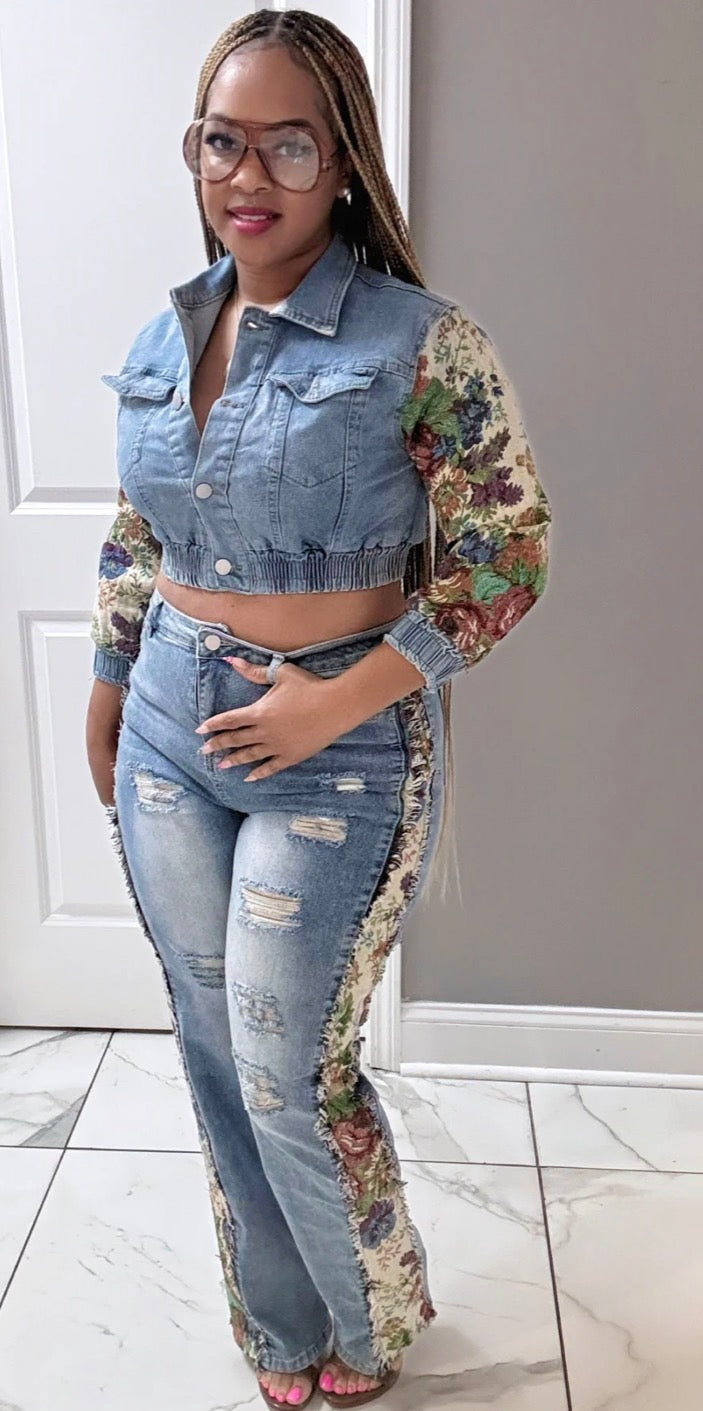 Tapestry Contrast Denim Set