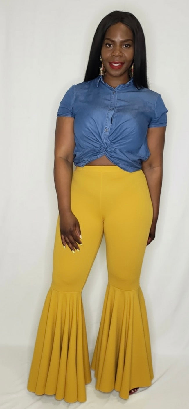 Hot Tamale Flare Leg Pants | MUSTARD XL | 34inch inseam