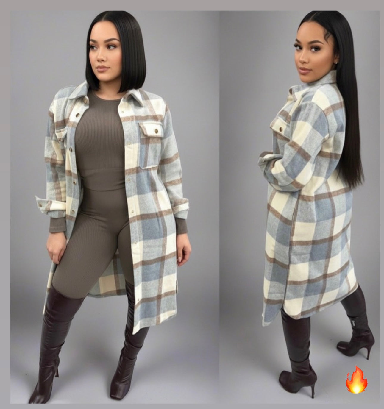 Plaid Buttoned Shacket Coat | 3 COLORS