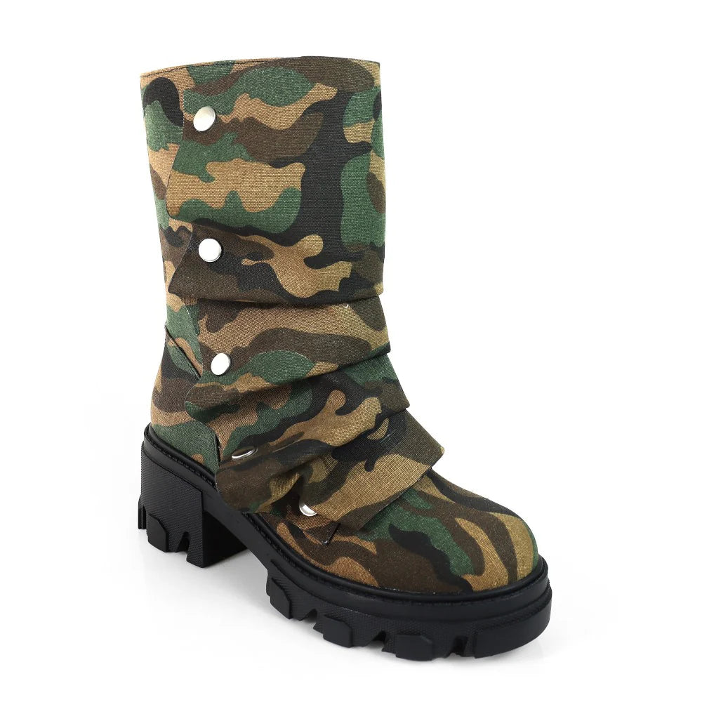Camo Print Women’s Slouchy Mid-Calf Boot