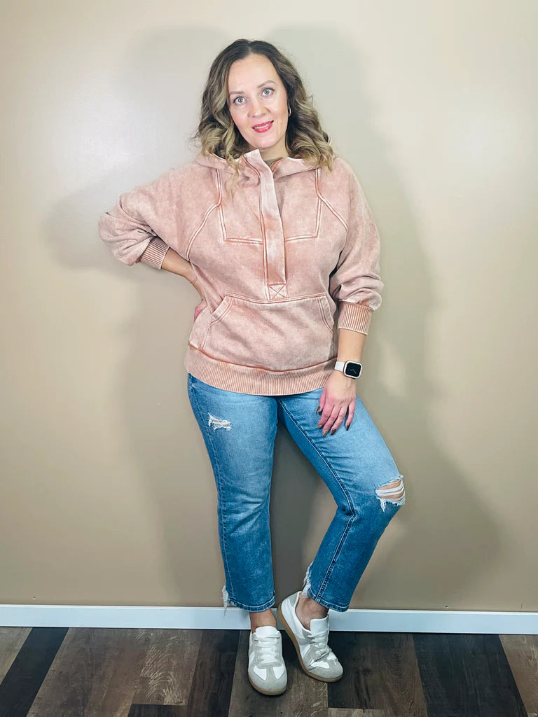 Acid Wash Fleece Kangaroo Hoodie