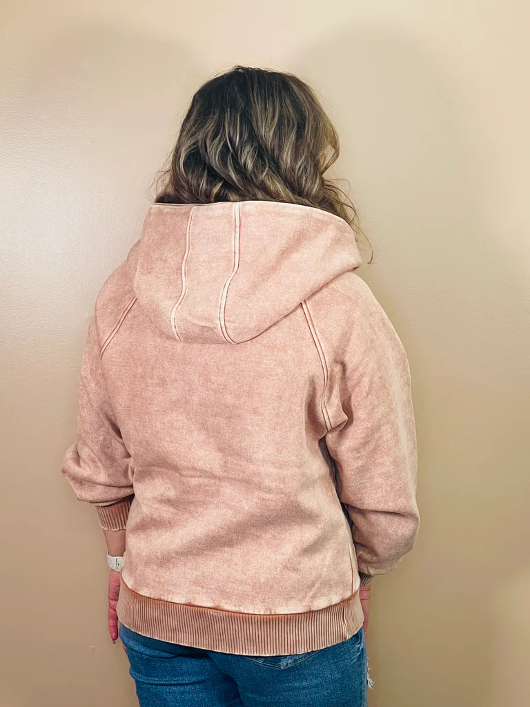 Acid Wash Fleece Kangaroo Hoodie