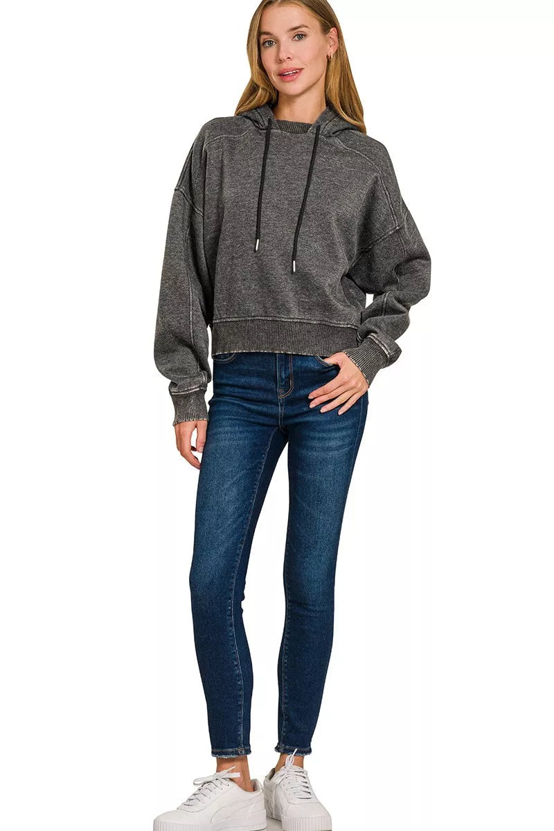 Acid Wash Fleece Hoodie
