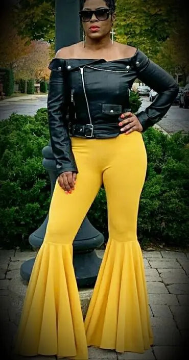 Hot Tamale Flare Leg Pants | MUSTARD XL | 34inch inseam