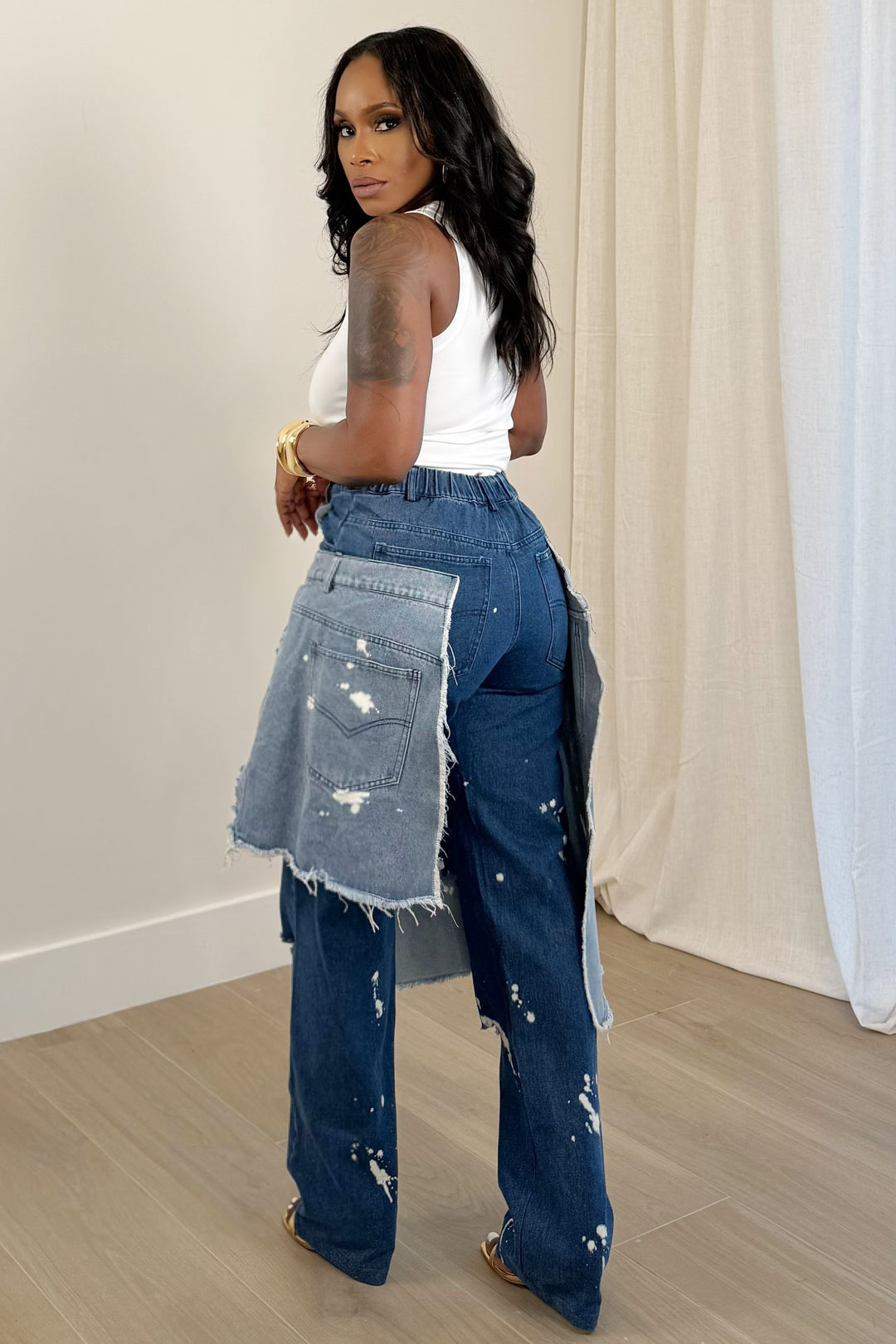 Double Destroyed Denim Pants