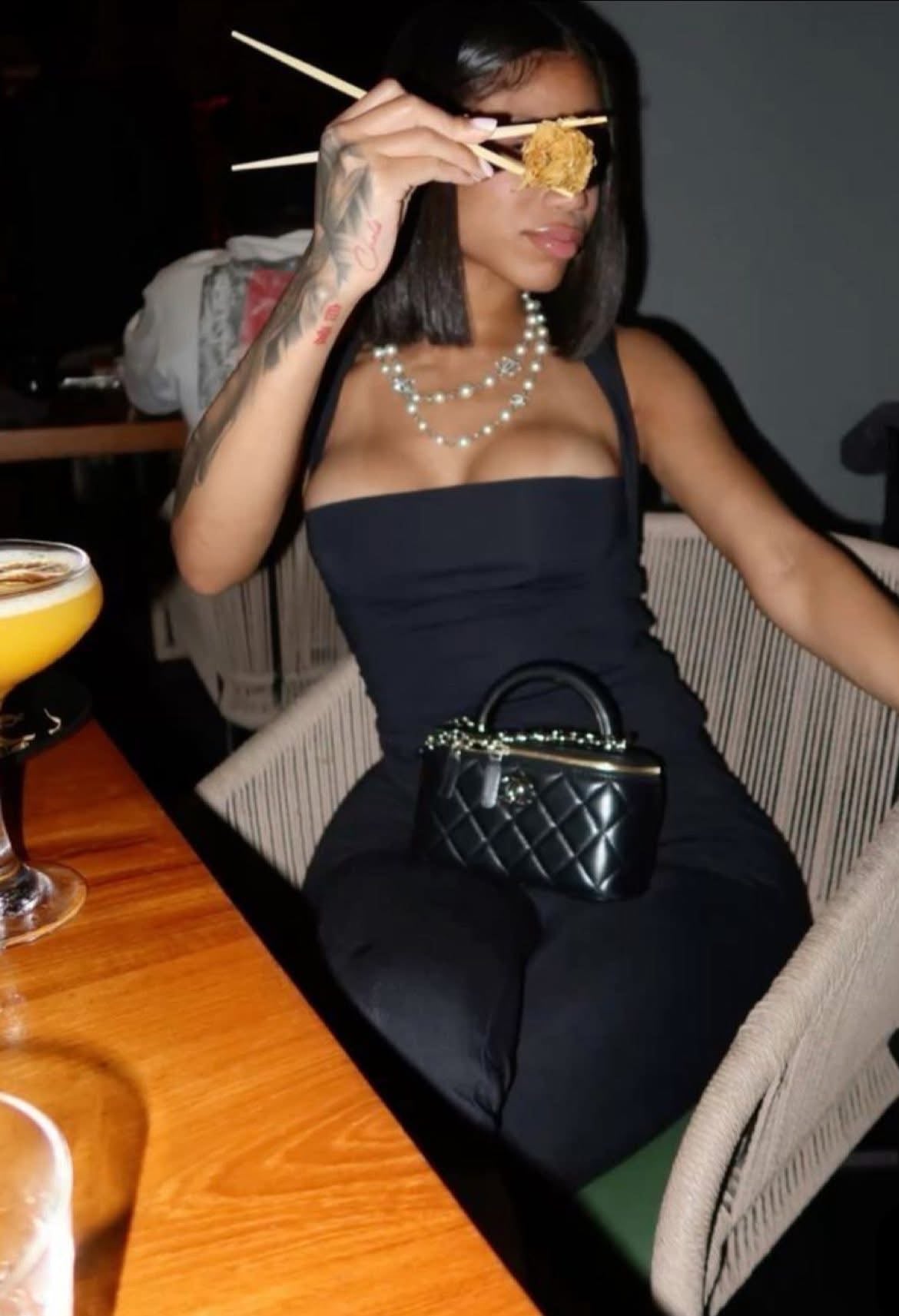 Black Coco Lambskin Vanity Crossbody