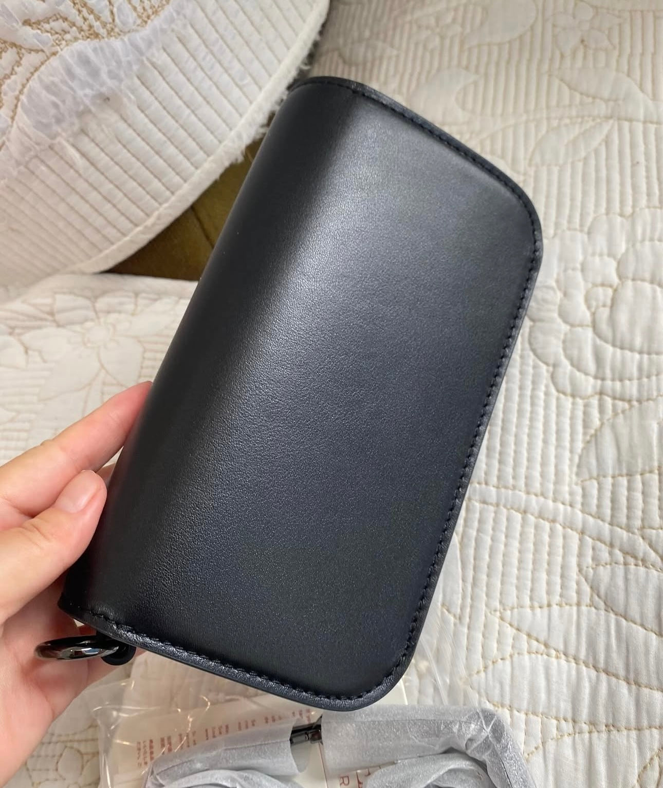 Calfskin Crystal Vlogo Small Loco Shoulder Bag Black