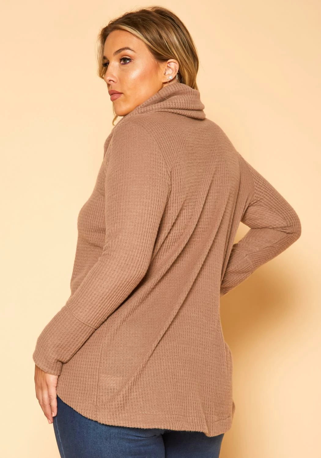 Plus Size Waffle Knit Button Sweater 1X