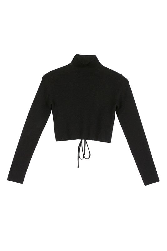 Cross Me Crop Sweater | lace-up open back top