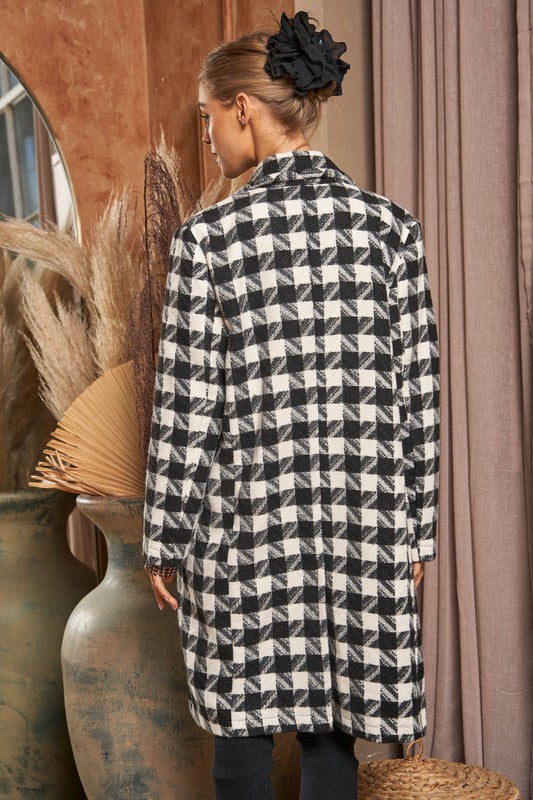 Veste manteau en tweed texturé à double bouton