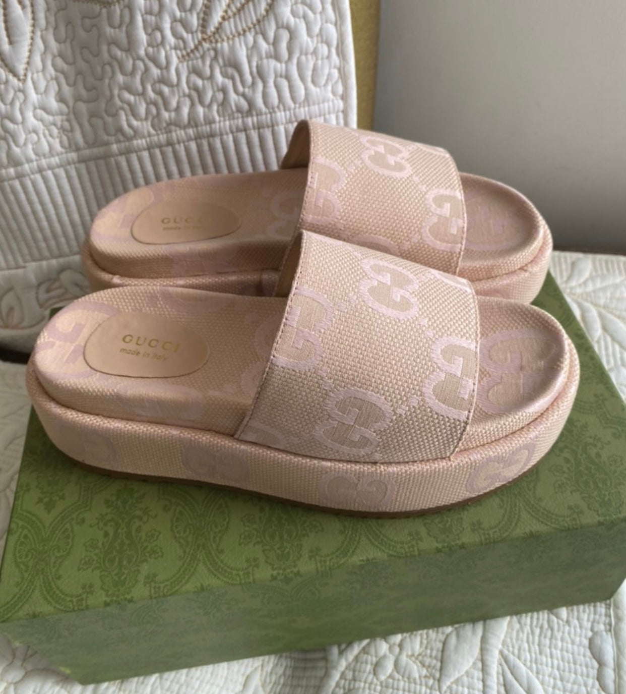 WOMEN'S Beige and light pink JUMBO PLATFORM SLIDE SANDAL