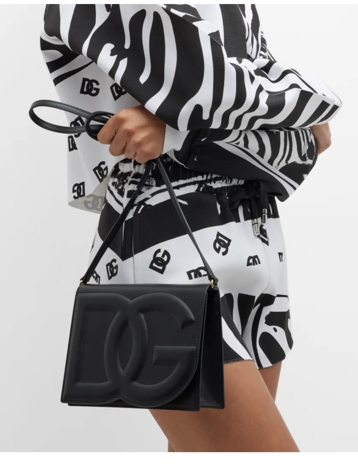 Sac porté épaule en cuir à rabat avec logo DG