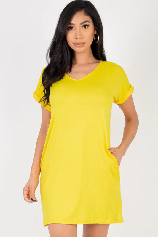 Pocket T-Shirt Dress (Small Med Large)--23 Colors