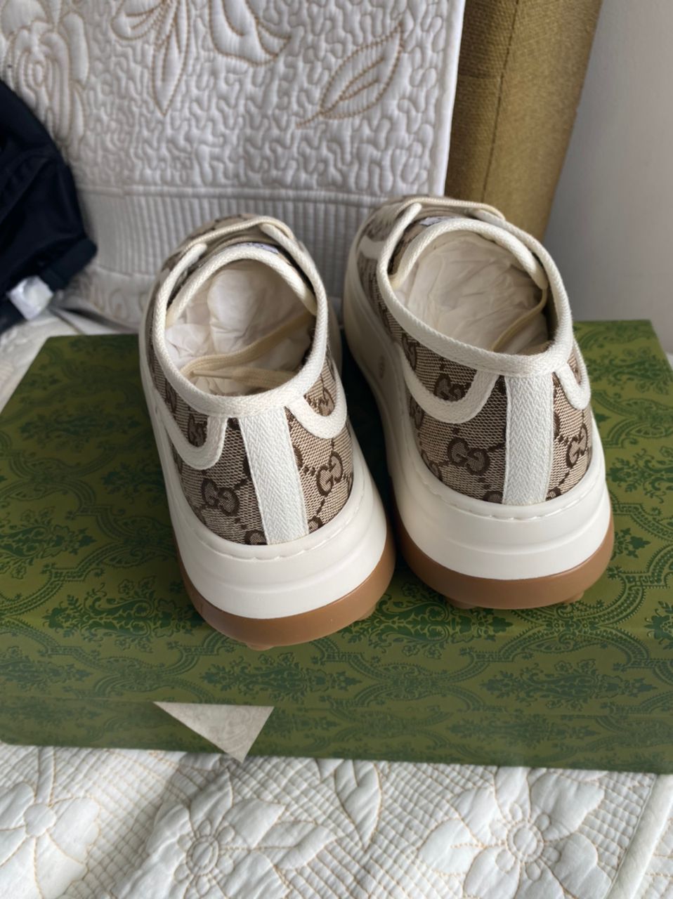 Zapatilla deportiva de lona con GG en beige y ébano