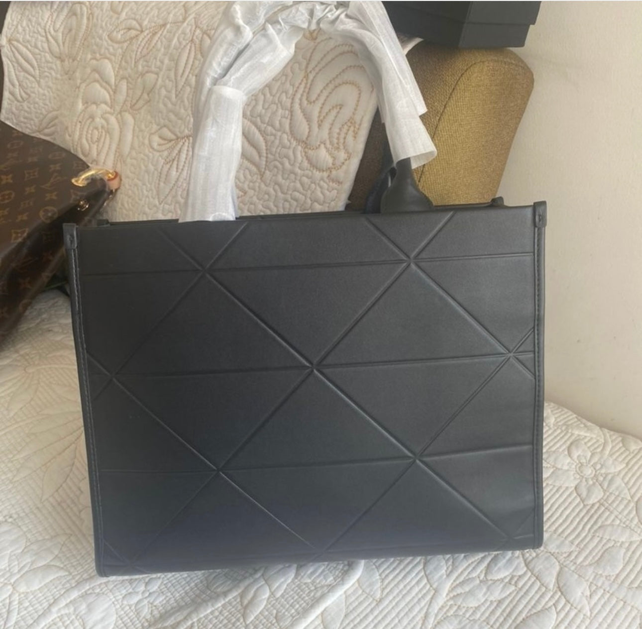 Sac Symbole moyen en cuir avec surpiqûres
