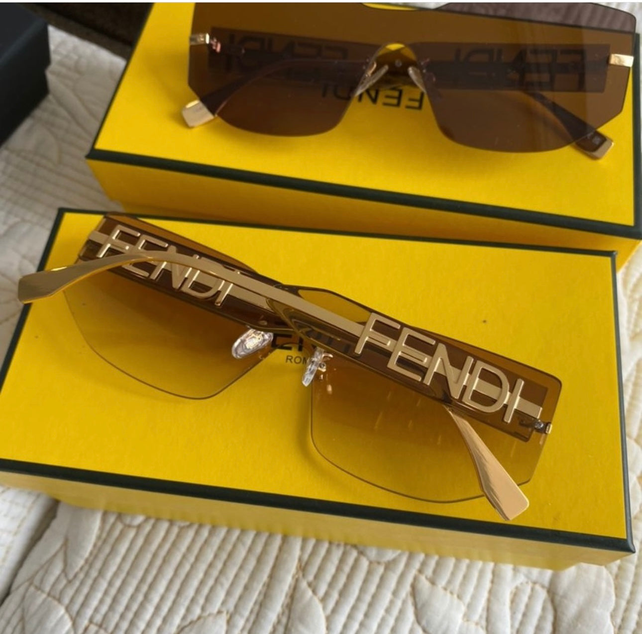 Rectangular Fendigraphy shield sunglasses