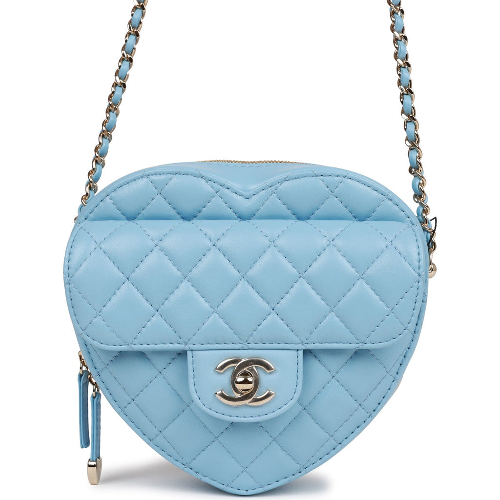 Sac CC In Love matelassé en cuir d'agneau bleu