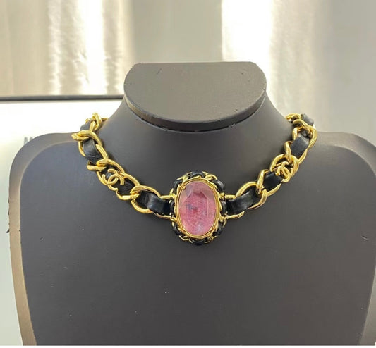CC Pink Pendant Choker Necklace